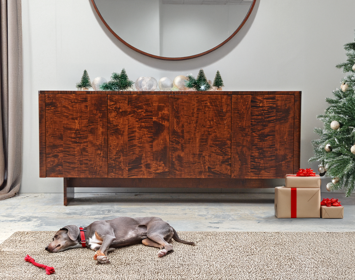 In Stock Dayton Console Curly Maple – Abacus Furniture Design